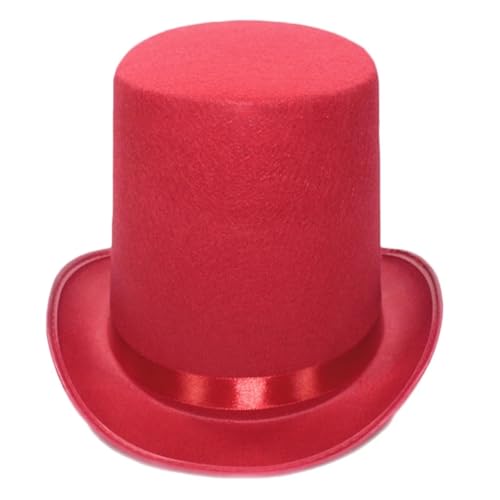 JBJYGSG Zauberer-Zylinder, Schwarzer Zylinder, Zauberer-Zylinder, Bühnenauftritte, Bowler-Zylinder, Kostüm Für Zauberer, Karneval, Fasching, Gentleman(Red) von JBJYGSG