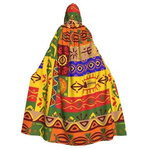 JBYJBX Afrikanischer Nationalmuster-Druck, Halloween, Cosplay, Mittelalter-Festivals, Unisex, Umhang mit Hut und Kapuze von JBYJBX