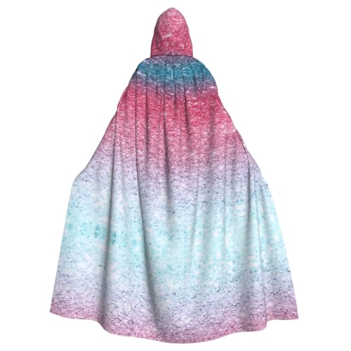 JBYJBX Blauer, roter und violetter Pastellfarben-Druck, Halloween, Cosplay, Mittelalter-Festivals, Unisex, Umhang in voller Länge, mit Hut und Kapuze von JBYJBX
