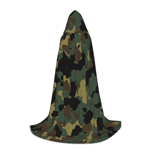 JBYJBX Camouflage-Muster, Unisex, Kapuzenumhang, Halloween, Cosplay, Kostüm, Weihnachten, Karneval, Party, Umhang von JBYJBX