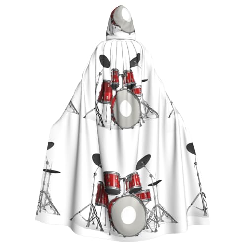 JBYJBX Cooles Schlagzeug-Set, Druck, Halloween, Cosplay, Mittelalter-Festivals, Unisex, Umhang mit Hut und Kapuze von JBYJBX