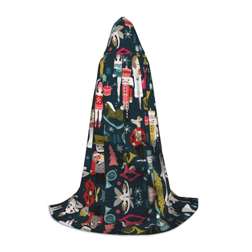 JBYJBX Damen Nussknacker Ballett Xmas Dance Print Unisex Kapuzenumhang Halloween Cosplay Kostüm Weihnachten Karneval Party Schwarz Groß von JBYJBX
