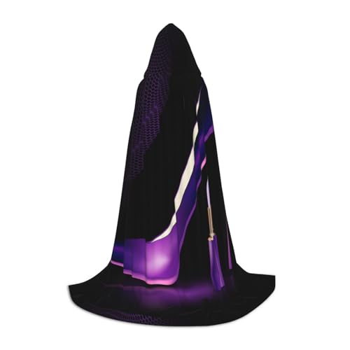 JBYJBX Eleganter lila High-Heel-Druck, Unisex, Kapuzenumhang, Halloween, Cosplay, Kostüm, Weihnachten, Karneval, Party, Umhang von JBYJBX