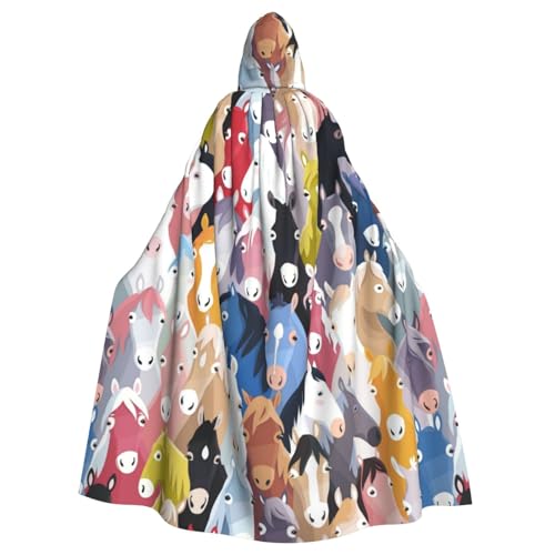 JBYJBX Farbenfroher Cartoon-Pferde-Druck, Halloween, Cosplay, Mittelalter-Festivals, Unisex, Umhang mit Hut und Kapuze JBYJBX Farbenfroher Cartoon-Pferde-Druck, Halloween, Cosplay, Mittelalter-Festivals, Unisex, Umhang mit Hut und Kapuze von JBYJBX