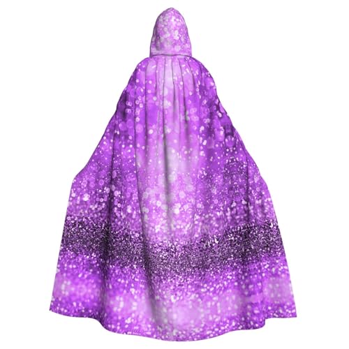 JBYJBX Glitzernder violetter Glitzer-Druck, Halloween, Cosplay, Mittelalter-Festivals, Unisex, Umhang mit Hut und Kapuze von JBYJBX
