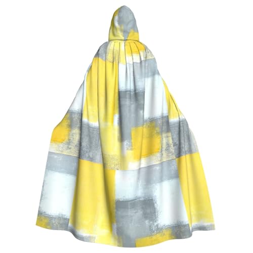 JBYJBX Grauer und gelber abstrakter Kunstdruck, Halloween, Cosplay, Mittelalter-Festivals, Unisex, Umhang mit Hut und Kapuze von JBYJBX