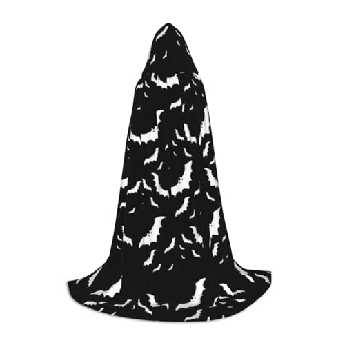 JBYJBX Halloween Fliegende Fledermäuse Druck Halloween Kapuzenumhang 130/150/170cm Karneval Hexenkostüm Cosplay Mottoparty von JBYJBX
