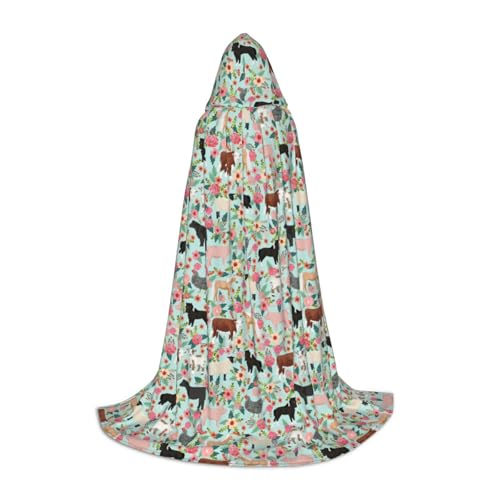 JBYJBX Halloween-Kapuzenumhang mit Bauernhoftierdruck, 130/150/170 cm, Karneval, Hexenkostüm, Cosplay, Mottoparty von JBYJBX
