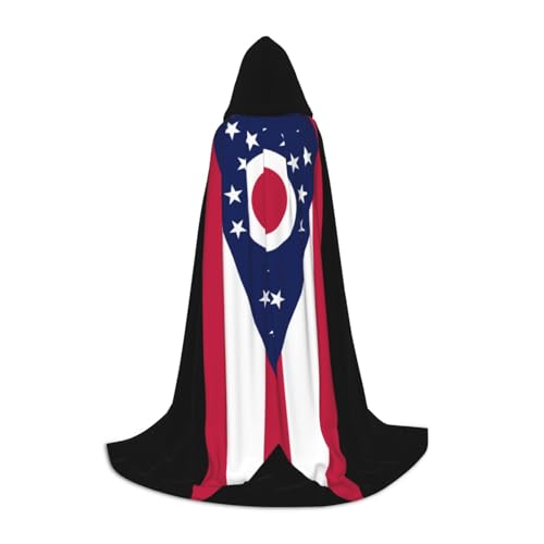 JBYJBX Halloween Kapuzenumhang mit Ohio Staatsflagge, 130/150/170 cm, Halloween-Kostüm, Karnevalskostüm, Cosplay-Themenparty von JBYJBX