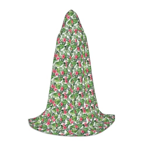 JBYJBX Halloween-Kapuzenumhang mit tropischem Blätter-Druck, 130/150/170 cm, Karneval, Hexenkostüm, Cosplay, Mottoparty von JBYJBX