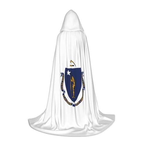 JBYJBX Halloween-Umhang mit Kapuze, Massachusetts Staatsflagge, 130/150/170 cm, Halloween-Kostüm, Karnevalskostüm, Cosplay-Themenparty von JBYJBX