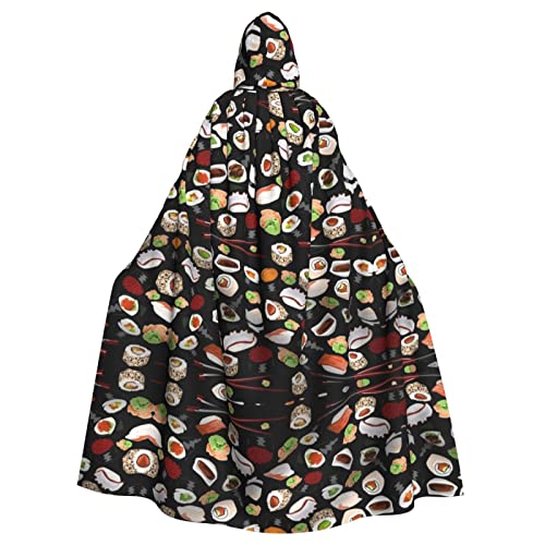 JBYJBX Japanischer Sushi-Kapuzenumhang mit schwarzem Aufdruck für Damen und Herren, Kapuzenumhang, Halloween, Karneval, Cosplay und Motto-Partys JBYJBX Japanischer Sushi-Kapuzenumhang mit schwarzem Aufdruck für Damen und Herren, Kapuzenumhang, Halloween, Karneval, Cosplay und Motto-Partys von JBYJBX