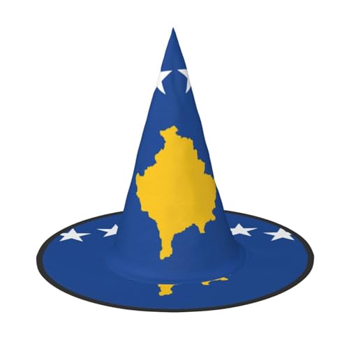 JBYJBX JbyjbxFlag Of Kosovo Hexenhut Kosovo Fahne Muster Hut für Karneval Halloween Mottoparty Cosplay Urlaub Dekoration von JBYJBX