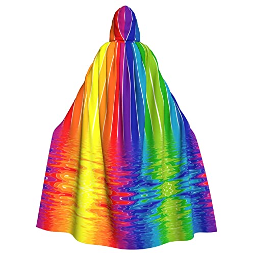 JBYJBX Kapuzenumhang mit Regenbogenstreifenmuster für Damen und Herren, Kapuzenumhang, Halloween, Karneval, Cosplay und Motto-Partys von JBYJBX