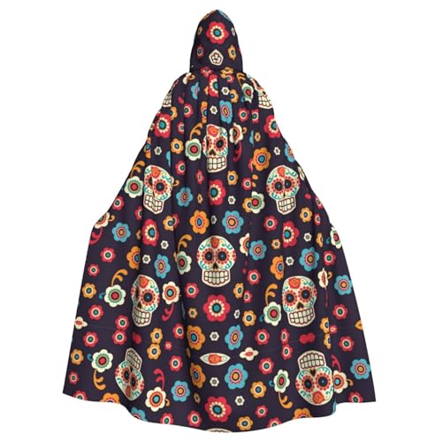 JBYJBX Kapuzenumhang mit Totenköpfen für Damen und Herren, Kapuzenumhang, Halloween, Karneval, Cosplay und Motto-Partys von JBYJBX