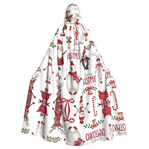 JBYJBX Kapuzenumhang mit Weihnachtsmann-Aufdruck, für Damen und Herren, Kapuzenumhang, Halloween, Karneval, Cosplay und Motto-Partys von JBYJBX