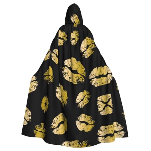 JBYJBX Kapuzenumhang mit goldenem Lippen-Druck, für Damen und Herren, Kapuzenumhang, Halloween, Karneval, Cosplay und Motto-Partys JBYJBX Kapuzenumhang mit goldenem Lippen-Druck, für Damen und Herren, Kapuzenumhang, Halloween, Karneval, Cosplay und Motto-Partys von JBYJBX