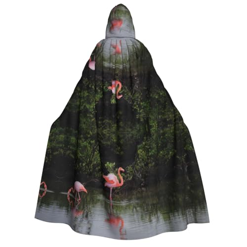 JBYJBX Kapuzenumhang mit zwei Flamingos, 190 cm, Erwachsenenkostüm, Halloween, Cosplay, Karneval, Partys von JBYJBX