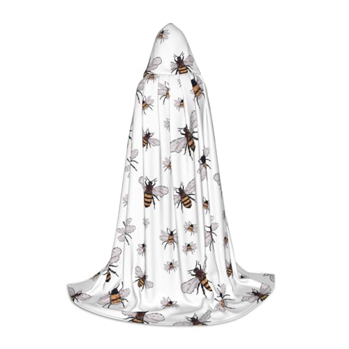JBYJBX Lustiger Bienen-Druck, Unisex, Kapuzenumhang, Halloween, Cosplay, Kostüm, Weihnachten, Karneval, Party, Umhang von JBYJBX