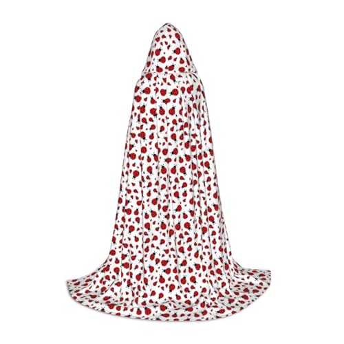 JBYJBX Marienkäfer-Druck, Halloween-Kapuzenumhang, 130/150/170 cm, Karneval, Hexenkostüm, Cosplay, Mottoparty von JBYJBX
