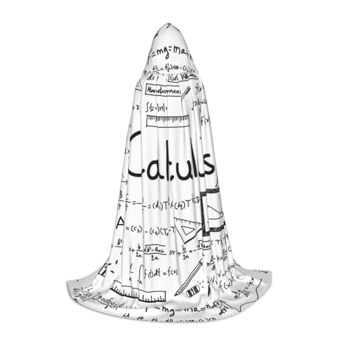 JBYJBX Mathematik-Geometrie-Geek-Calculus-Druck, Halloween, Kapuzenumhang, 130/150/170 cm, Karneval, Hexenkostüm, Cosplay, Mottoparty von JBYJBX