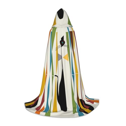 JBYJBX Mid-Century Moderner Kunst-Katzen-Druck, Halloween-Kapuzenumhang, 130/150/170 cm, Karneval, Hexenkostüm, Cosplay, Mottoparty JBYJBX Mid-Century Moderner Kunst-Katzen-Druck, Halloween-Kapuzenumhang, 130/150/170 cm, Karneval, Hexenkostüm, Cosplay, Mottoparty von JBYJBX
