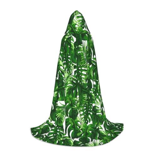 JBYJBX Monstera Deliciosa Bananen-Palmendruck, Unisex, Kapuzenumhang, Halloween, Cosplay, Kostüm, Weihnachten, Karneval, Party, Umhang von JBYJBX