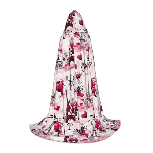 JBYJBX Paris Eiffelturm Frankreich Druck Unisex Kapuzenumhang Halloween Cosplay Kostüm Weihnachten Karneval Party Wear Cape von JBYJBX
