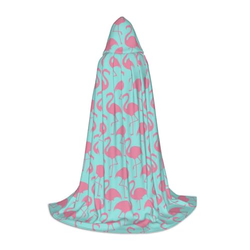 JBYJBX Roter Flamingo-Druck, Unisex, Kapuzenumhang, Halloween, Cosplay, Kostüm, Weihnachten, Karneval, Party, Umhang, Schwarz, S von JBYJBX