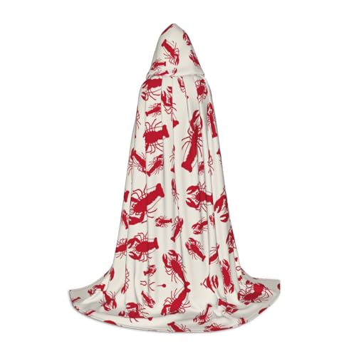 JBYJBX Roter Hummer-Druck, Unisex, Kapuzenumhang, Halloween, Cosplay, Kostüm, Weihnachten, Karneval, Party, Umhang, Schwarz, Small von JBYJBX