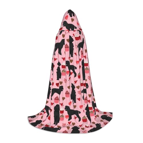 JBYJBX Roter Pudel-Hunde-Aufdruck, Unisex, Kapuzenumhang, Halloween, Cosplay, Kostüm, Weihnachten, Karneval, Party, Umhang von JBYJBX