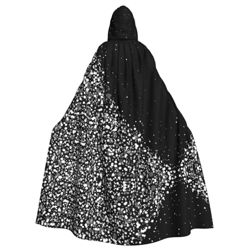 JBYJBX Schwarz-weißer Kapuzenumhang mit Glitzer-Druck, für Damen und Herren, Kapuzenumhang, Halloween, Karneval, Cosplay und Motto-Partys JBYJBX Schwarz-weißer Kapuzenumhang mit Glitzer-Druck, für Damen und Herren, Kapuzenumhang, Halloween, Karneval, Cosplay und Motto-Partys von JBYJBX