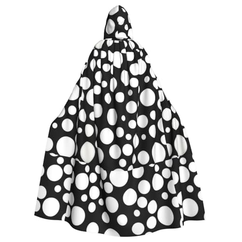 JBYJBX Schwarz-weißer Umhang mit Punktemuster, Halloween, Cosplay, Mittelalter-Festivals, Unisex, volle Länge, Umhang mit Hut und Kapuze JBYJBX Schwarz-weißer Umhang mit Punktemuster, Halloween, Cosplay, Mittelalter-Festivals, Unisex, volle Länge, Umhang mit Hut und Kapuze von JBYJBX