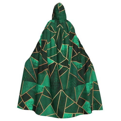 JBYJBX Schwarzer und goldener geometrischer Druck, Halloween, Cosplay, Mittelalter-Festivals, Unisex, Umhang mit Hut und Kapuze von JBYJBX