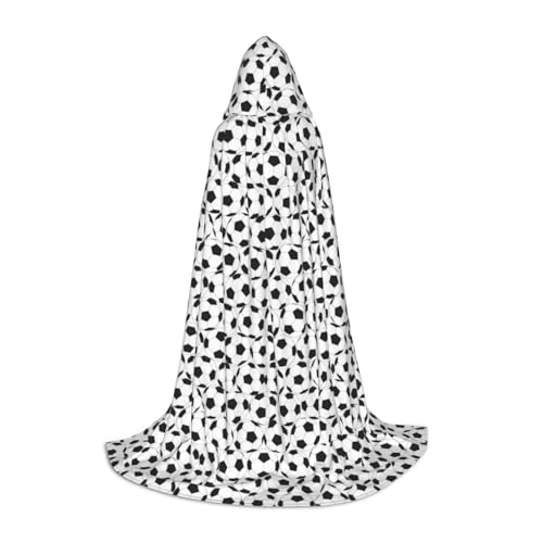 JBYJBX Schwarzer und weißer Fußballmuster-Druck, Unisex, Kapuzenumhang, Halloween, Cosplay, Kostüm, Weihnachten, Karneval, Party, Umhang JBYJBX Schwarzer und weißer Fußballmuster-Druck, Unisex, Kapuzenumhang, Halloween, Cosplay, Kostüm, Weihnachten, Karneval, Party, Umhang von JBYJBX