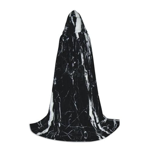 JBYJBX Schwarzer und weißer Marmor-Druck, Unisex, Kapuzenumhang, Halloween, Cosplay, Kostüm, Weihnachten, Karneval, Party, Umhang von JBYJBX