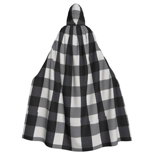 JBYJBX Schwarzer und weißer karierter Druck, Halloween, Cosplay, Mittelalter-Festivals, Unisex, Umhang mit Hut und Kapuze JBYJBX Schwarzer und weißer karierter Druck, Halloween, Cosplay, Mittelalter-Festivals, Unisex, Umhang mit Hut und Kapuze von JBYJBX