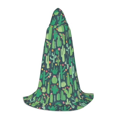 JBYJBX Süßer Kaktus, nahtloser Illustrationsdruck, Unisex, Kapuzenumhang, Halloween, Cosplay, Kostüm, Weihnachten, Karneval, Partykleidung von JBYJBX