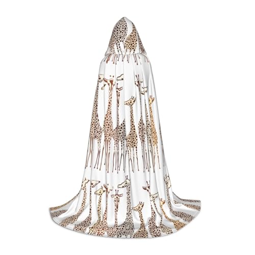 JBYJBX Süßer wilder Cartoon-Giraffen-Druck, Unisex, Kapuzenumhang, Halloween, Cosplay, Kostüm, Weihnachten, Karneval, Party, Umhang, Schwarz, S von JBYJBX