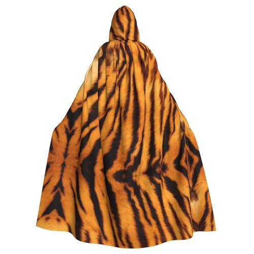 JBYJBX Tiger gestreiftes Muster, Druck, Halloween, Cosplay, Mittelalter-Festivals, Unisex, Umhang mit Hut und Kapuze von JBYJBX