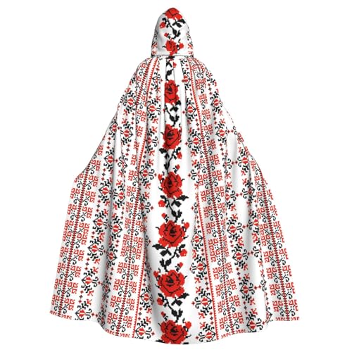 JBYJBX Ukrainischer Stickerei-Stil, Rosen-Druck, Halloween, Cosplay, Mittelalter-Festivals, Unisex, Umhang mit Hut und Kapuze JBYJBX Ukrainischer Stickerei-Stil, Rosen-Druck, Halloween, Cosplay, Mittelalter-Festivals, Unisex, Umhang mit Hut und Kapuze von JBYJBX