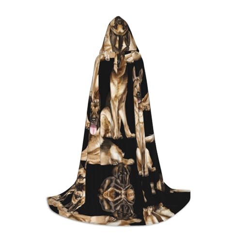 JBYJBX Umhang mit Kapuze, Motiv: Deutscher Schäferhund, Unisex, Halloween, Cosplay, Kostüm, Weihnachten, Karneval, Party, Umhang von JBYJBX