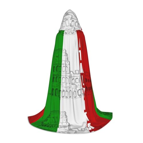 JBYJBX Umhang mit Kapuze, Motiv: römisches Kolosseum, italienische Flagge, Unisex, Halloween, Cosplay, Kostüm, Weihnachten, Karneval, Party, Umhang, Schwarz, M von JBYJBX