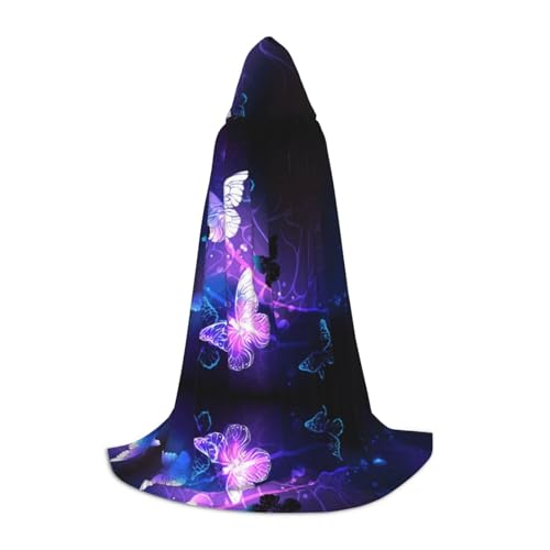 JBYJBX Umhang mit Kapuze, unisex, mit Schmetterlingen, für Halloween, Cosplay, Weihnachten, Karneval, Party, Umhang von JBYJBX