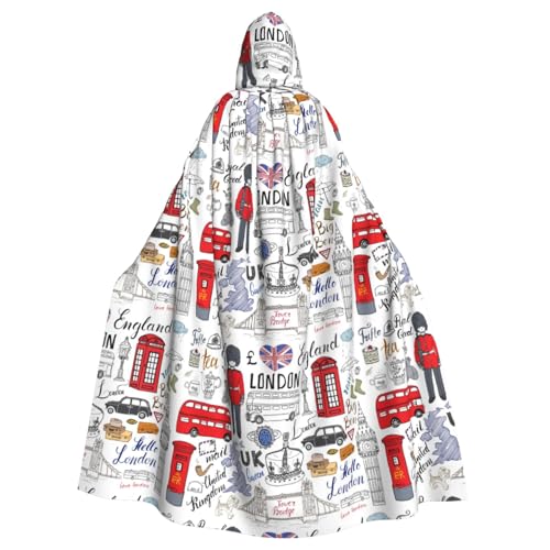 JBYJBX Umhang mit Kapuze "I Love London", Unisex, für Halloween, Cosplay, Mittelalter-Festivals, volle Länge, mit Hut JBYJBX Umhang mit Kapuze "I Love London", Unisex, für Halloween, Cosplay, Mittelalter-Festivals, volle Länge, mit Hut von JBYJBX