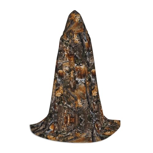 JBYJBX Umhang mit Kapuze für Halloween, Cosplay, Kostüm, Weihnachten, Karneval, Party, Jagd, Hirsch, bedruckt, Unisex von JBYJBX