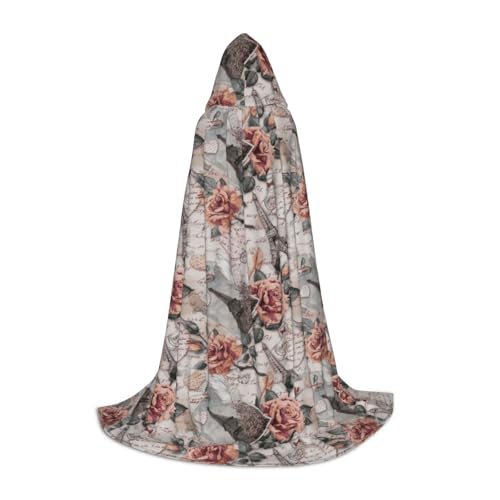 JBYJBX Umhang mit Kapuze und Eiffelturm-Motiv, Unisex, mit Kapuze, für Halloween, Cosplay, Weihnachten, Karneval, Party, Umhang von JBYJBX