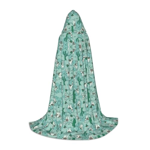 JBYJBX Umhang mit Kapuze und Lama Alpaka-Grün, Unisex, für Halloween, Cosplay, Kostüm, Weihnachten, Karneval, Party, Umhang von JBYJBX