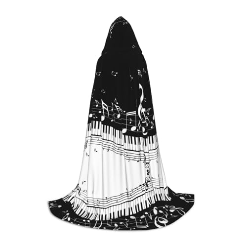 JBYJBX Umhang mit Kapuze und Musiknoten-Druck, Unisex, für Halloween, Cosplay, Kostüm, Weihnachten, Karneval, Party, Umhang von JBYJBX