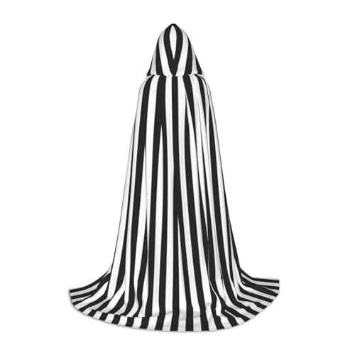 JBYJBX Umhang mit Kapuze und schwarzem Streifendruck, Unisex, für Halloween, Cosplay, Kostüm, Weihnachten, Karneval, Party, Umhang von JBYJBX